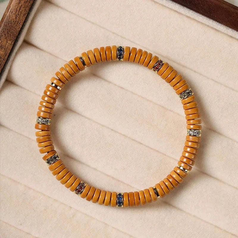 Natural Olive Pit Tablet-Shape Bracelet Averon London