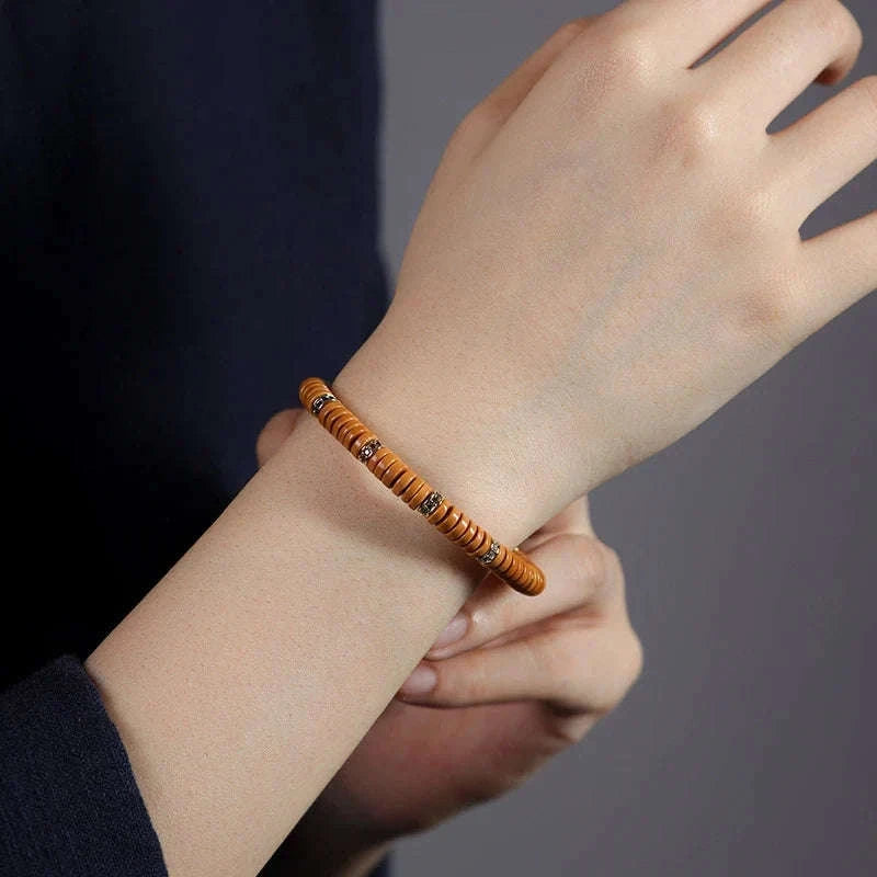 Natural Olive Pit Tablet-Shape Bracelet Averon London