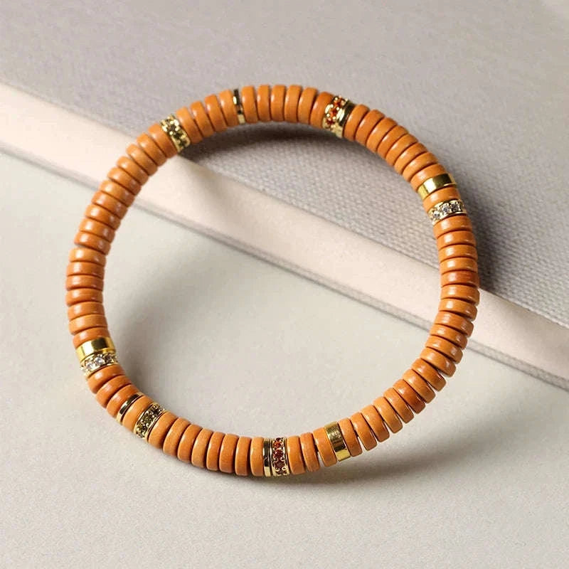Natural Olive Pit Tablet-Shape Bracelet Averon London