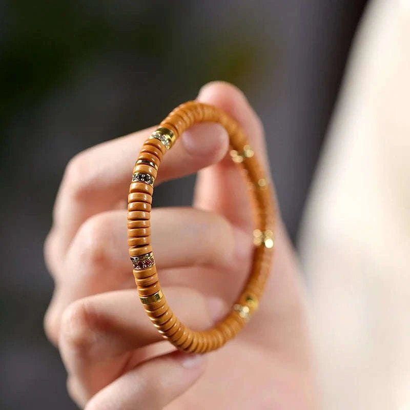 Natural Olive Pit Tablet-Shape Bracelet Averon London