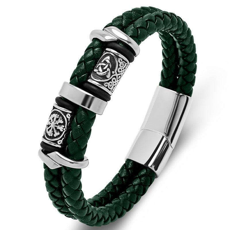Viking Double Braided Leather Bracelet – 316L Stainless Steel Clasp | Men & Women Averon London