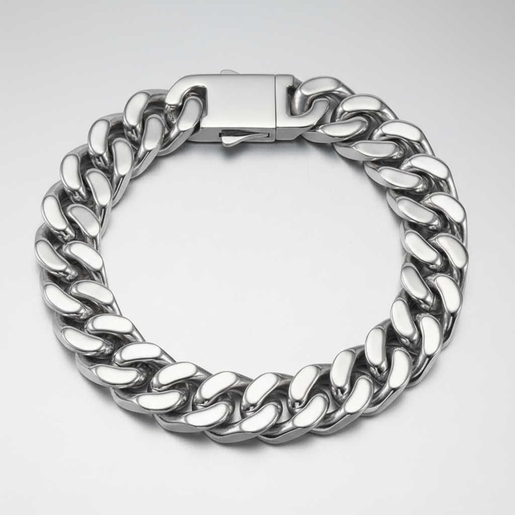 Chunky Cuban Silver & Gold - Fundo Cinza Claro