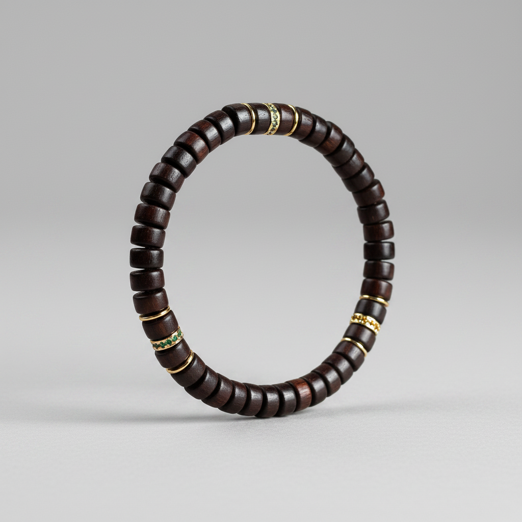 Rosewood Buddhist Protection Bracelet - Fundo Cinza Claro